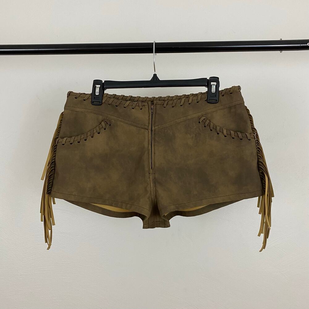 We The Free - Free People Nova Fringe Shorts - Brown - Size 10